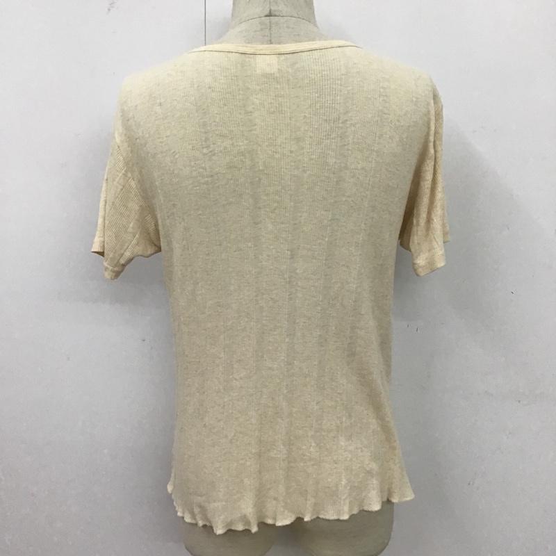 ヘインズ HANES Tシャツ 半袖 キーネック リブ M 無地 ベージュ / ベージュ /  メンズ USED 古着 中古 10096088