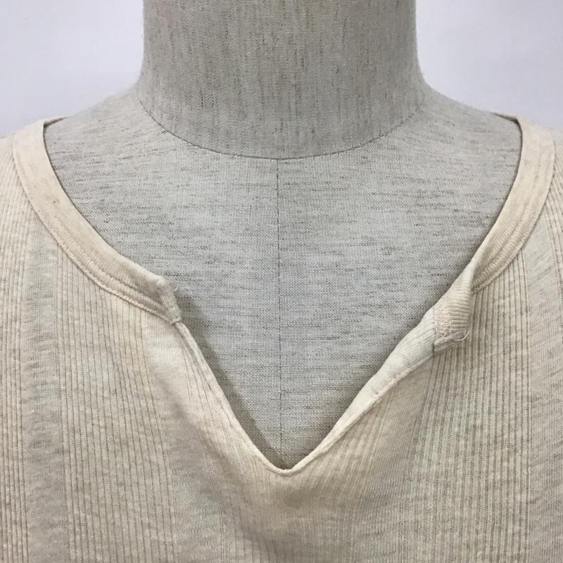 ヘインズ HANES Tシャツ 半袖 キーネック リブ M 無地 ベージュ / ベージュ /  メンズ USED 古着 中古 10096088