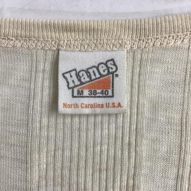 ヘインズ HANES Tシャツ 半袖 キーネック リブ M 無地 ベージュ / ベージュ /  メンズ USED 古着 中古 10096088