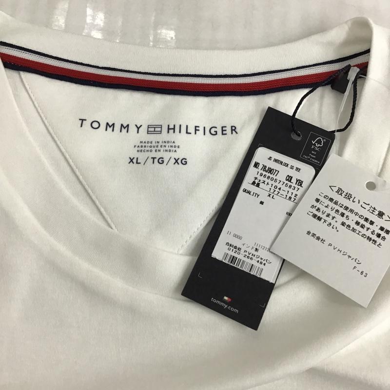 トミーヒルフィガー TOMMY HILFIGER Tシャツ 半袖 クルーネック タグ付き XL ワンポイント 白 / ホワイト /  メンズ USED 古着 中古 10096109