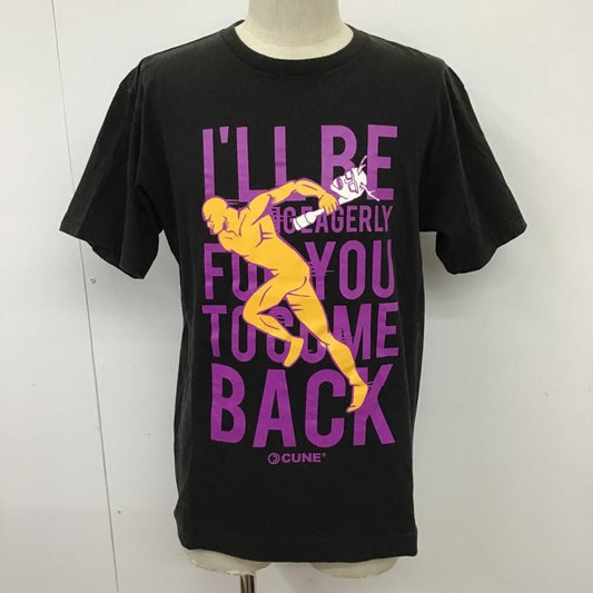 キューン CUNE Tシャツ 半袖 プリント クルーネック L ロゴ、文字 黒 / ブラック /  メンズ USED 古着 中古 10096143