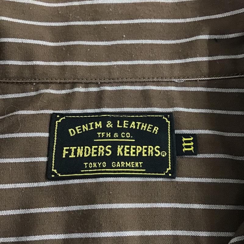 フィンダーズ キーパーズ Finders Keepers シャツ、ブラウス 半袖 40511602 ワークシャツ ワッペン ストライプ M ロゴ、文字 茶 / ブラウン / X 白 / ホワイト /  メンズ USED 古着 中古 10096146