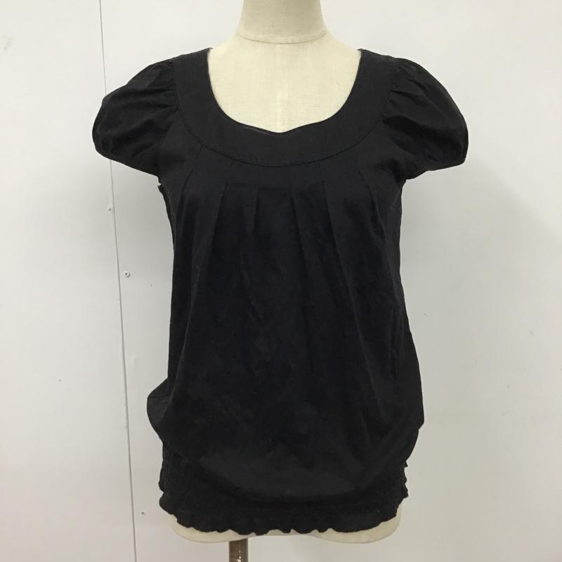 バーバリーブルーレーベル BURBERRY BLUE LABEL カットソー 半袖 FF578-413-09 パフスリーブ 38 プリント 黒 / ブラック /  レディース USED 古着 中古 10096155