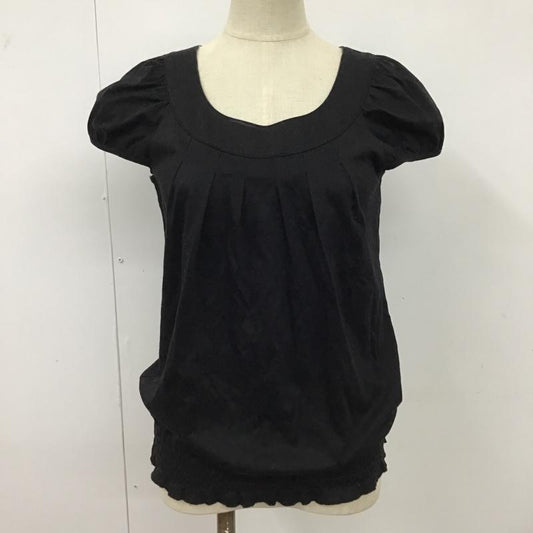 バーバリーブルーレーベル BURBERRY BLUE LABEL カットソー 半袖 FF578-413-09 パフスリーブ 38 プリント 黒 / ブラック /  レディース USED 古着 中古 10096155