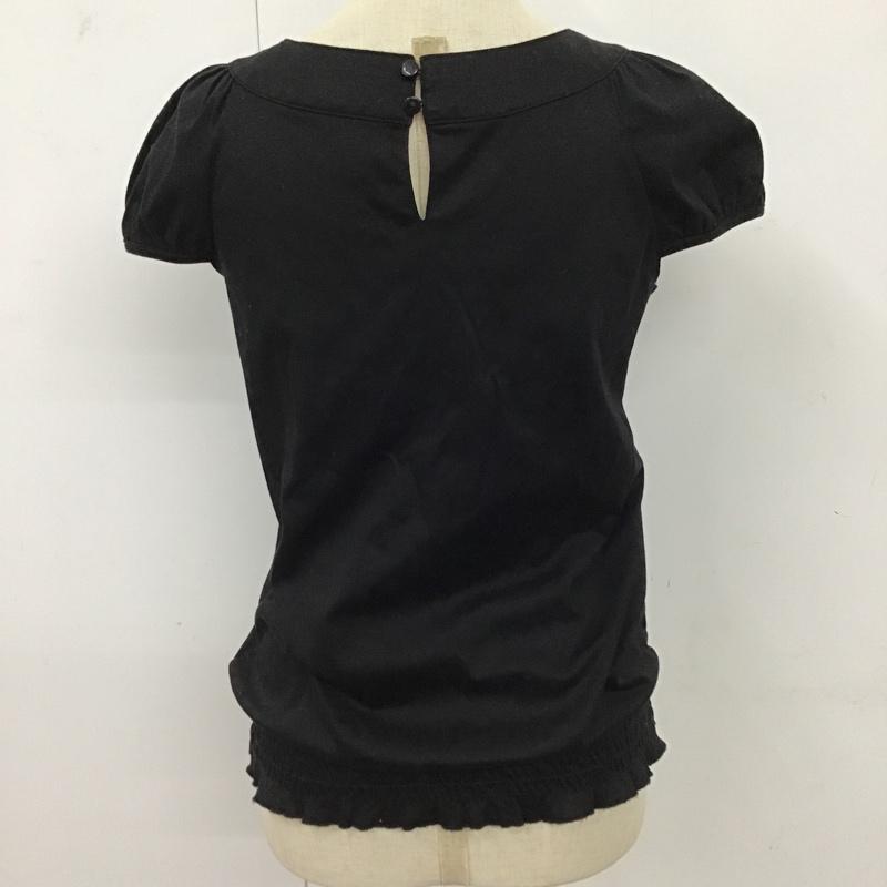 バーバリーブルーレーベル BURBERRY BLUE LABEL カットソー 半袖 FF578-413-09 パフスリーブ 38 プリント 黒 / ブラック /  レディース USED 古着 中古 10096155