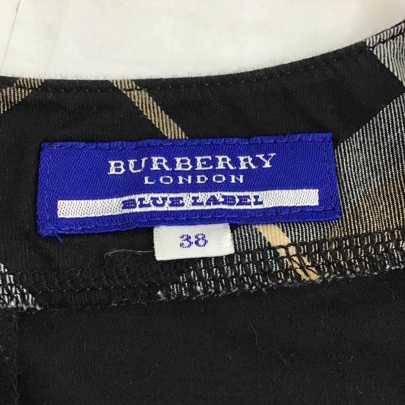 バーバリーブルーレーベル BURBERRY BLUE LABEL カットソー 半袖 FF578-413-09 パフスリーブ 38 プリント 黒 / ブラック /  レディース USED 古着 中古 10096155