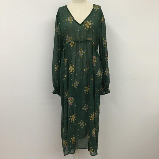 ロデオクラウンズ Rodeo Crowns ワンピース ロングスカート 4209AZ30-1230 Vネック 長袖 M 刺繍 緑 / グリーン /  レディース USED 古着 中古 10096171