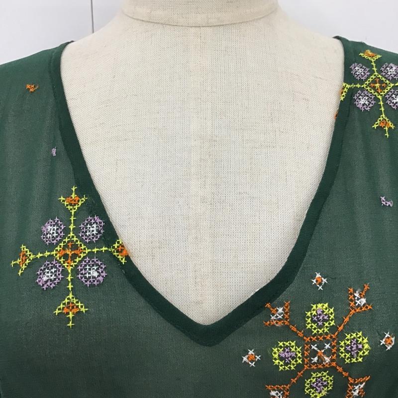 ロデオクラウンズ Rodeo Crowns ワンピース ロングスカート 4209AZ30-1230 Vネック 長袖 M 刺繍 緑 / グリーン /  レディース USED 古着 中古 10096171