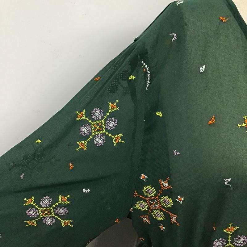 ロデオクラウンズ Rodeo Crowns ワンピース ロングスカート 4209AZ30-1230 Vネック 長袖 M 刺繍 緑 / グリーン /  レディース USED 古着 中古 10096171