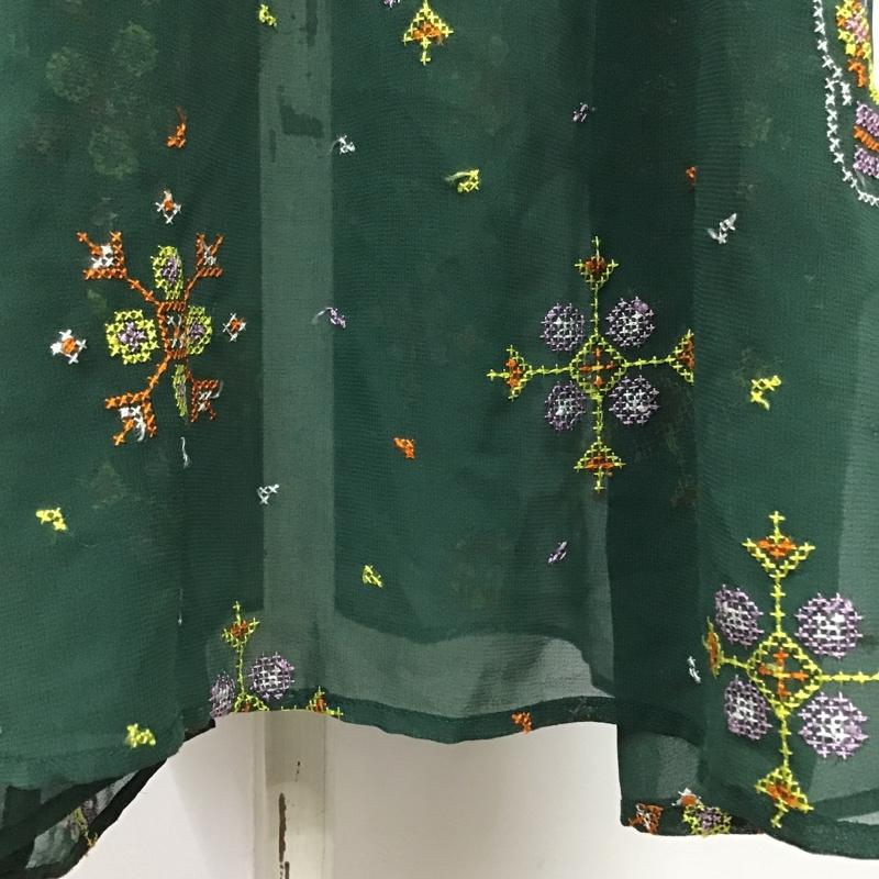 ロデオクラウンズ Rodeo Crowns ワンピース ロングスカート 4209AZ30-1230 Vネック 長袖 M 刺繍 緑 / グリーン /  レディース USED 古着 中古 10096171
