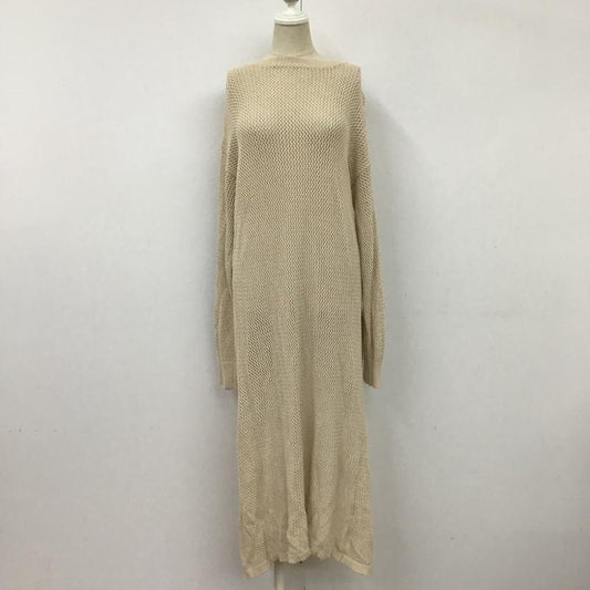ローリーズファーム LOWRYS FARM ワンピース ロングスカート LF721002CF メッシュニット 長袖ワンピース FREE 無地 ベージュ / ベージュ /  レディース USED 古着 中古 10096300