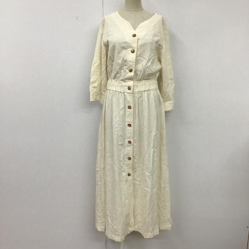 ローリーズファーム LOWRYS FARM ワンピース ロングスカート LF719013AD ロングスカートワンピース 長袖ワンピース クルーネック 前開ワンピース FREE 無地 白 / ホワイト /  レディース USED 古着 中古 10096307