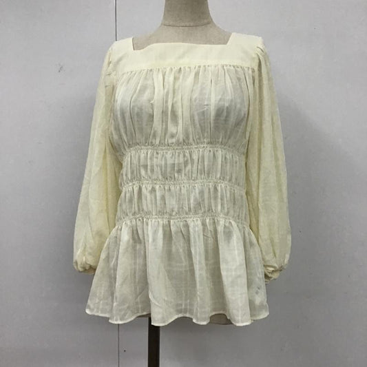 ローリーズファーム LOWRYS FARM シャツ、ブラウス 半袖 LF622081TS シャーリングバルーンブラウス 半袖カットソー スクエアネック フレアシャツ パフスリーブ FREE 無地 アイボリー / アイボリー /  レディース USED 古着 中古 10096318
