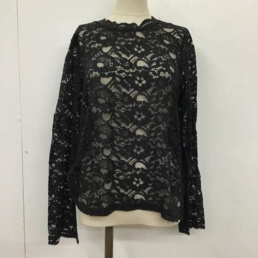ローリーズファーム LOWRYS FARM カットソー 長袖 レース長袖カットソー 花柄 長袖カットソー シースルーカットソー L 無地 黒 / ブラック /  レディース USED 古着 中古 10096328