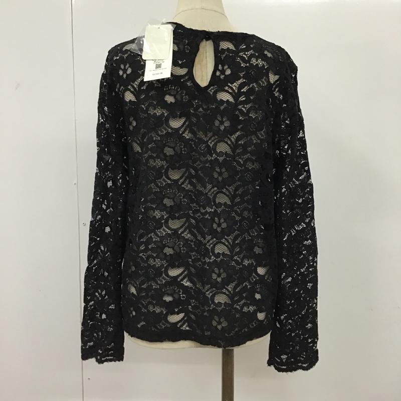 ローリーズファーム LOWRYS FARM カットソー 長袖 レース長袖カットソー 花柄 長袖カットソー シースルーカットソー L 無地 黒 / ブラック /  レディース USED 古着 中古 10096328