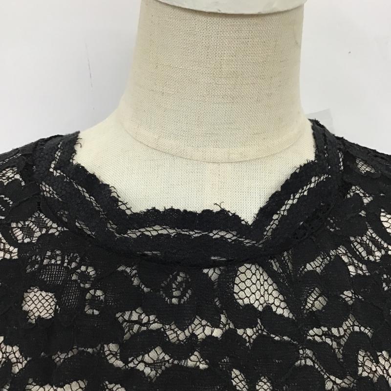 ローリーズファーム LOWRYS FARM カットソー 長袖 レース長袖カットソー 花柄 長袖カットソー シースルーカットソー L 無地 黒 / ブラック /  レディース USED 古着 中古 10096328