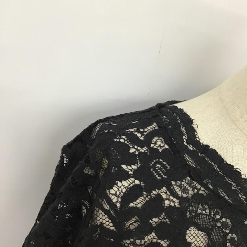 ローリーズファーム LOWRYS FARM カットソー 長袖 レース長袖カットソー 花柄 長袖カットソー シースルーカットソー L 無地 黒 / ブラック /  レディース USED 古着 中古 10096328
