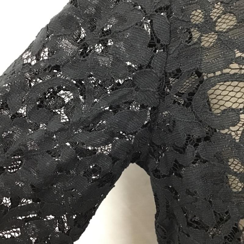 ローリーズファーム LOWRYS FARM カットソー 長袖 レース長袖カットソー 花柄 長袖カットソー シースルーカットソー L 無地 黒 / ブラック /  レディース USED 古着 中古 10096328