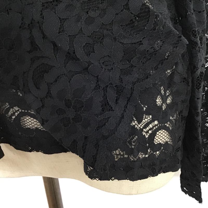 ローリーズファーム LOWRYS FARM カットソー 長袖 レース長袖カットソー 花柄 長袖カットソー シースルーカットソー L 無地 黒 / ブラック /  レディース USED 古着 中古 10096328