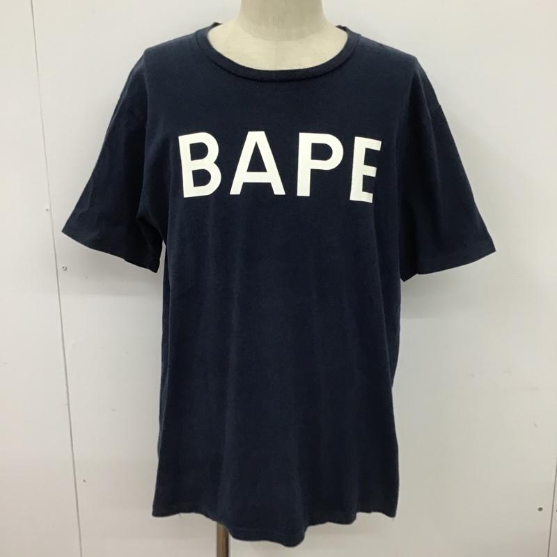 アベイシングエイプ A BATHING APE Tシャツ 半袖 XL ロゴ、文字 紺 / ネイビー /  メンズ USED 古着 中古 10096528