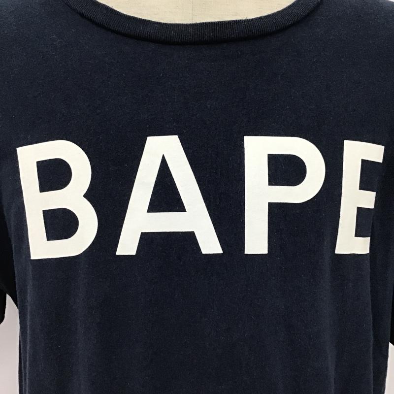 アベイシングエイプ A BATHING APE Tシャツ 半袖 XL ロゴ、文字 紺 / ネイビー /  メンズ USED 古着 中古 10096528