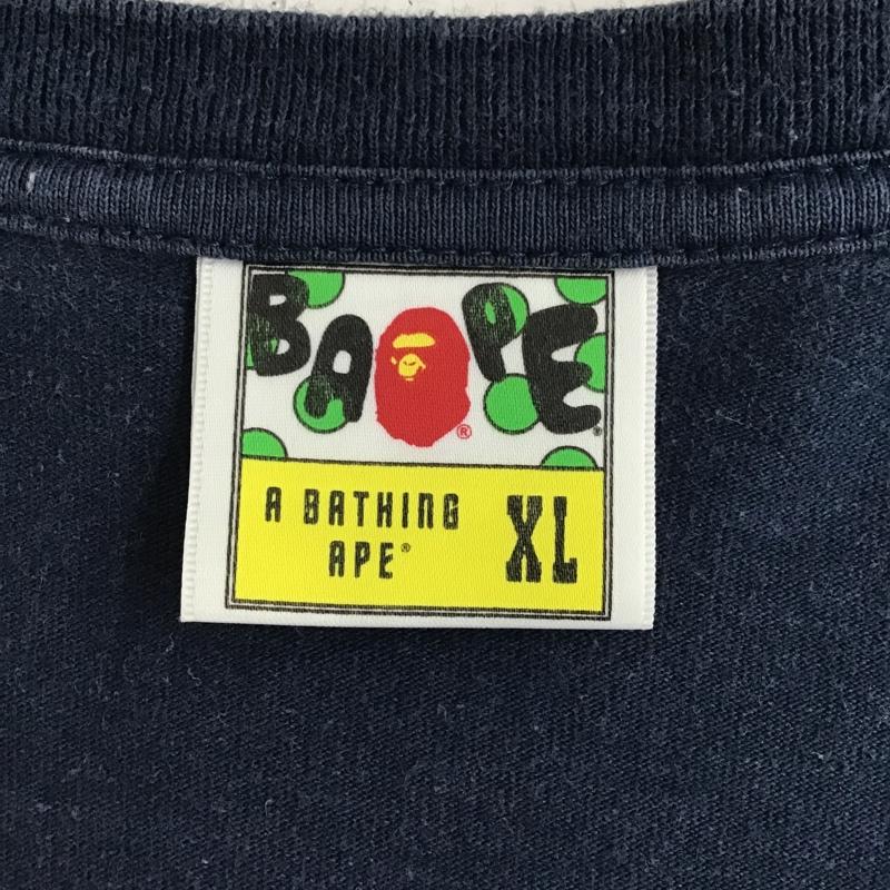 アベイシングエイプ A BATHING APE Tシャツ 半袖 XL ロゴ、文字 紺 / ネイビー /  メンズ USED 古着 中古 10096528