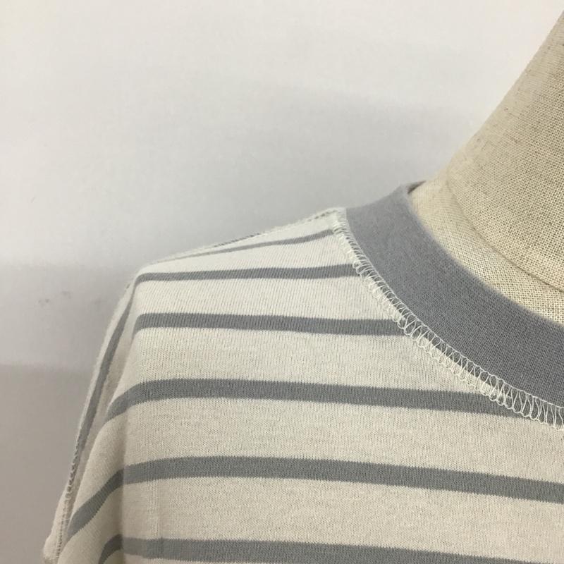 コーエン coen カットソー 長袖 7620-614-0174 ボーダービッグロンT ビッグシルエット ボリューム袖 長袖ボーダーカットソー M ボーダー柄 白 / ホワイト / X 灰 / グレー /  レディース USED 古着 中古 10096610