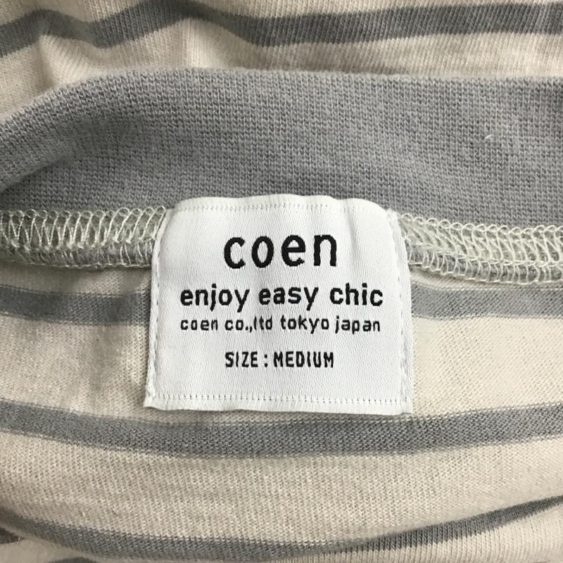 コーエン coen カットソー 長袖 7620-614-0174 ボーダービッグロンT ビッグシルエット ボリューム袖 長袖ボーダーカットソー M ボーダー柄 白 / ホワイト / X 灰 / グレー /  レディース USED 古着 中古 10096610