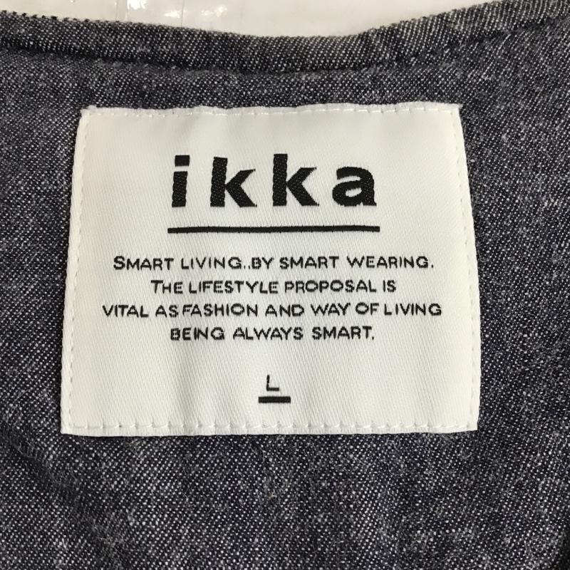 イッカ ikka ベスト ベスト ベスト コットンベスト ストライプベスト L ストライプ 水色 / ライトブルー /  メンズ USED 古着 中古 10096630