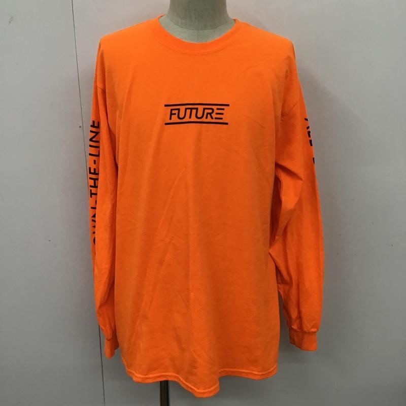 ギルダン GILDAN カットソー 長袖 長袖カットソー クルーネックカットソー ロングスリーブカットソー プリントTシャツ L プリント 橙 / オレンジ /  メンズ USED 古着 中古 10096631