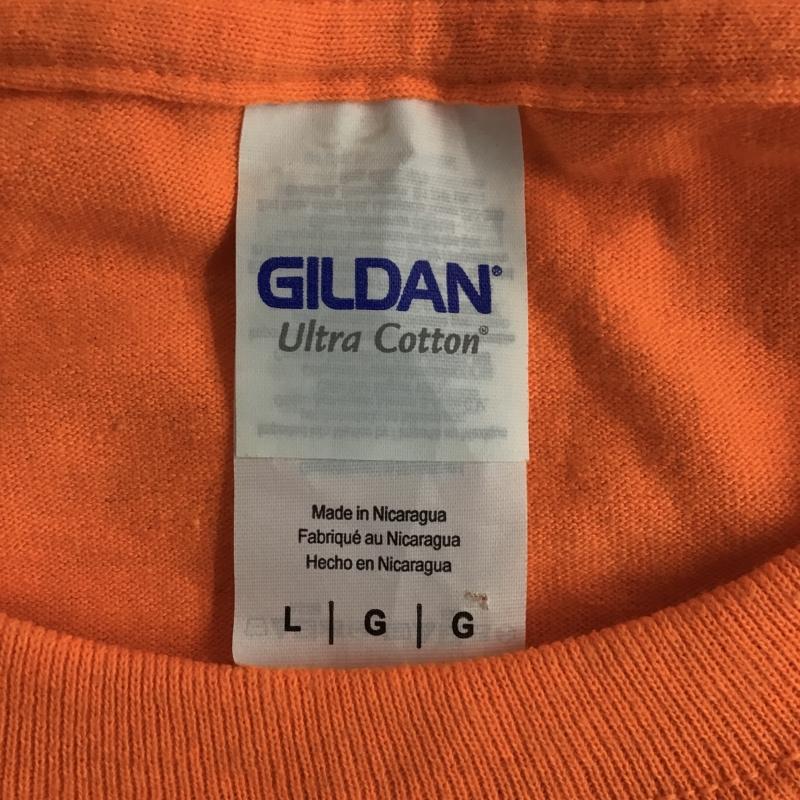 ギルダン GILDAN カットソー 長袖 長袖カットソー クルーネックカットソー ロングスリーブカットソー プリントTシャツ L プリント 橙 / オレンジ /  メンズ USED 古着 中古 10096631