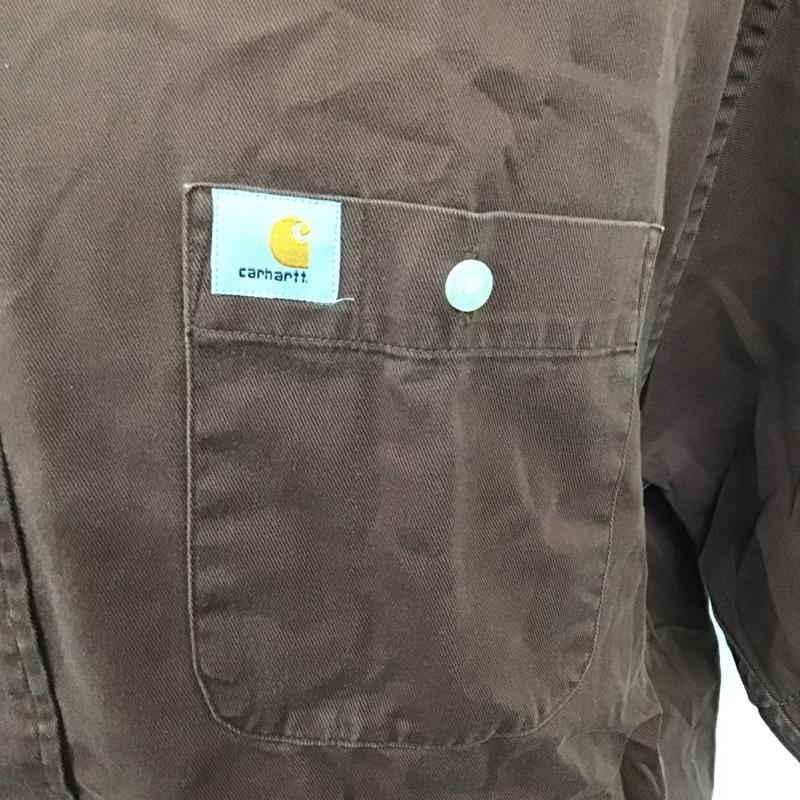カーハート Carhartt シャツ、ブラウス 半袖 半袖シャツ カラーシャツ ボタンダウンシャツ ポケットシャツ M ロゴ、文字 茶 / ブラウン /  メンズ USED 古着 中古 10096676