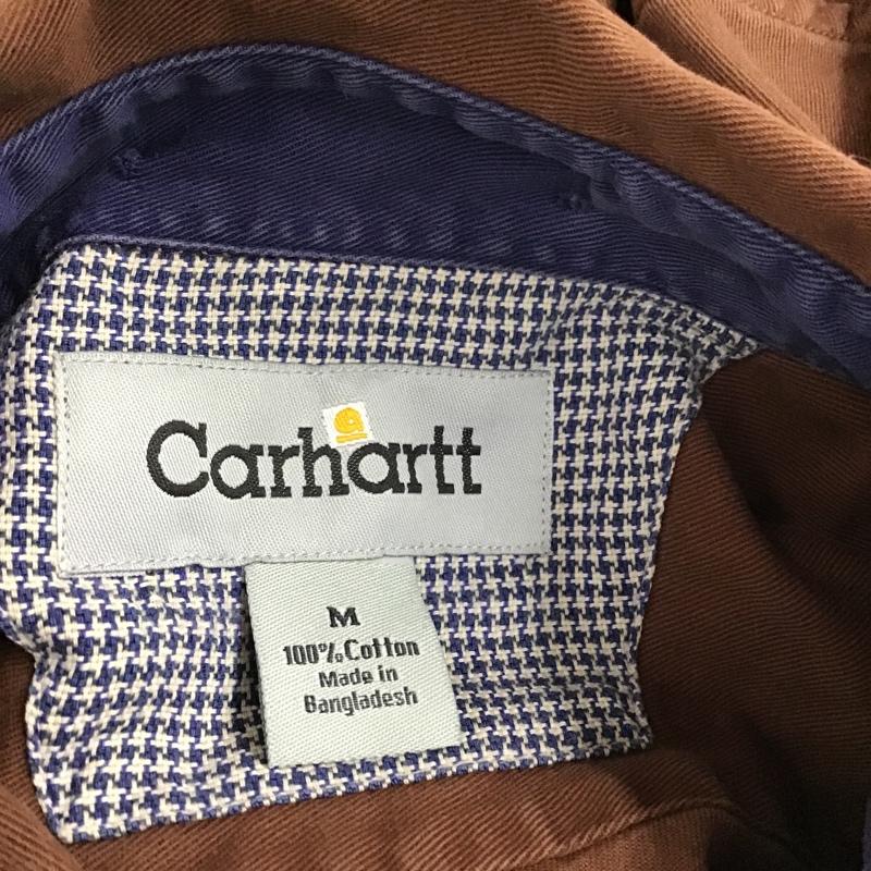 カーハート Carhartt シャツ、ブラウス 半袖 半袖シャツ カラーシャツ ボタンダウンシャツ ポケットシャツ M ロゴ、文字 茶 / ブラウン /  メンズ USED 古着 中古 10096676