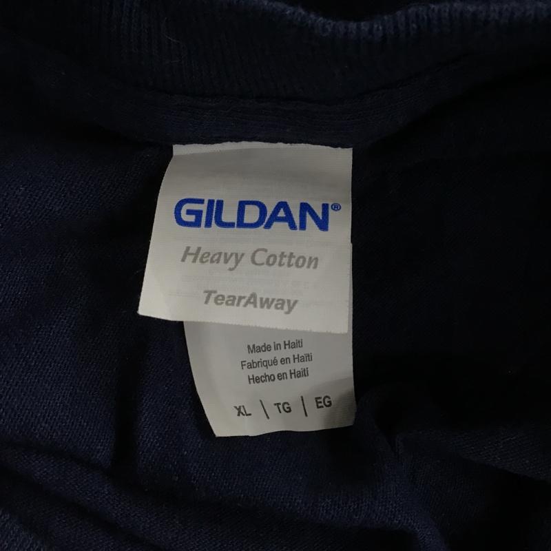 ギルダン GILDAN Tシャツ 半袖 半袖カットソー プリントTシャツ クルーネックカットソー 古着 XL ロゴ、文字 紺 / ネイビー /  メンズ USED 古着 中古 10096703