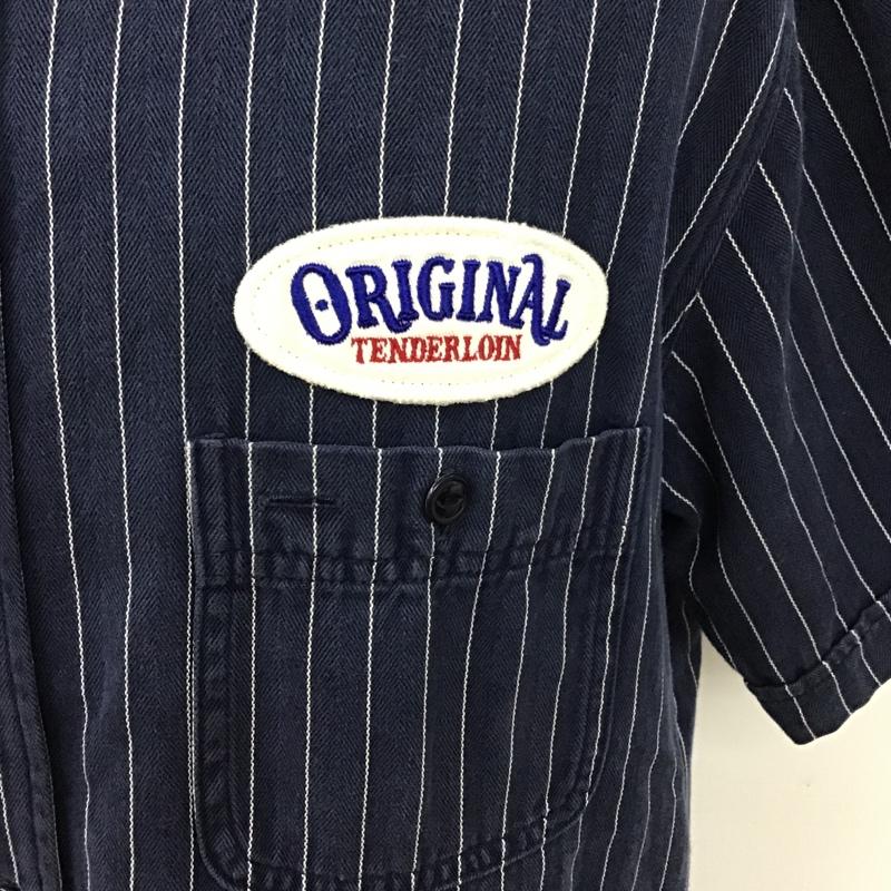 テンダーロイン TENDERLOIN シャツ、ブラウス 半袖 半袖シャツ カラーシャツ ポケットシャツ カジュアルシャツ ストライプシャツ ボーリングシャツ M ストライプ 紺 / ネイビー / X 白 / ホワイト /  メンズ USED 古着 中古 10096738