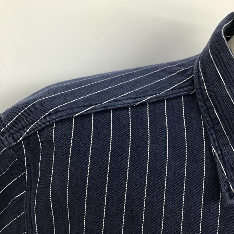 テンダーロイン TENDERLOIN シャツ、ブラウス 半袖 半袖シャツ カラーシャツ ポケットシャツ カジュアルシャツ ストライプシャツ ボーリングシャツ M ストライプ 紺 / ネイビー / X 白 / ホワイト /  メンズ USED 古着 中古 10096738