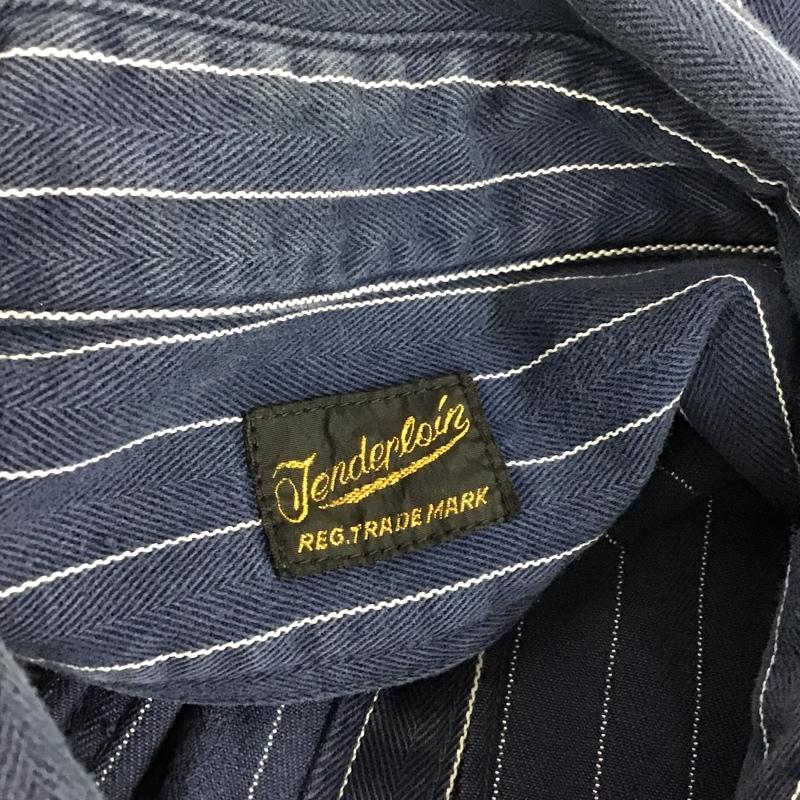 テンダーロイン TENDERLOIN シャツ、ブラウス 半袖 半袖シャツ カラーシャツ ポケットシャツ カジュアルシャツ ストライプシャツ ボーリングシャツ M ストライプ 紺 / ネイビー / X 白 / ホワイト /  メンズ USED 古着 中古 10096738