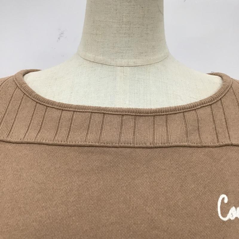 コーエン coen カットソー 長袖 7620-624-0302 USAコットン裏毛チェーンロゴ刺繍ボートネックプルオーバー L ロゴ、文字 ベージュ / ベージュ /  レディース USED 古着 中古 10096811