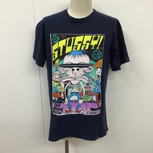 ステューシー STUSSY Tシャツ 半袖 プリントTシャツ M プリント 紺 / ネイビー /  メンズ USED 古着 中古 10096872