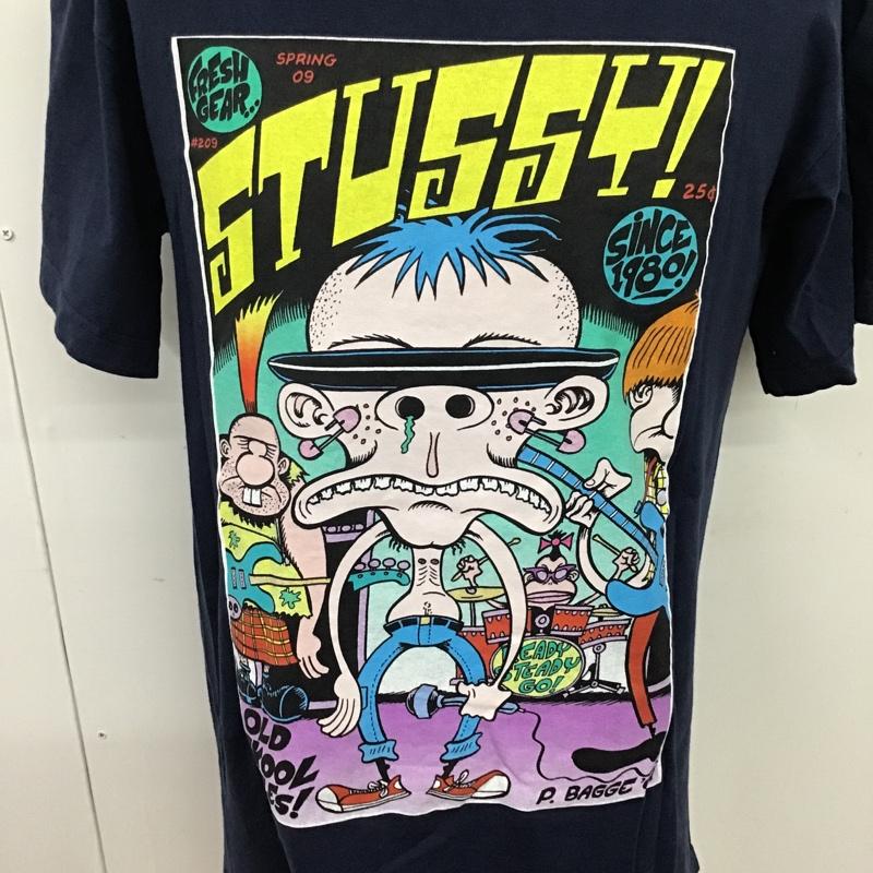 ステューシー STUSSY Tシャツ 半袖 プリントTシャツ M プリント 紺 / ネイビー /  メンズ USED 古着 中古 10096872
