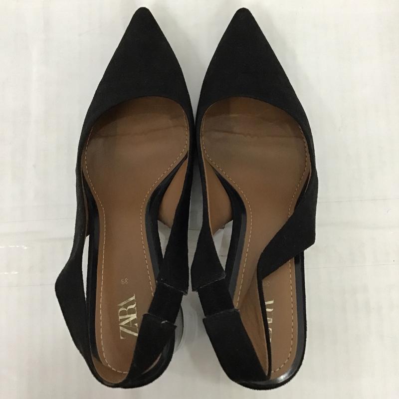 ザラ ZARA パンプス パンプス 6200 001 040 べっ甲ヒール 38 無地 黒 / ブラック /  レディース USED 古着 中古 10096912