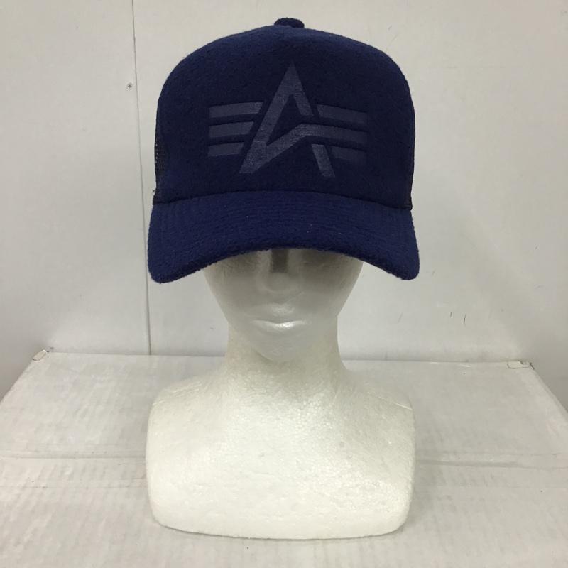 アルファ ALPHA 帽子 キャップ メッシュキャップ ワンポイント 紺 / ネイビー /  メンズ USED 古着 中古 10097017