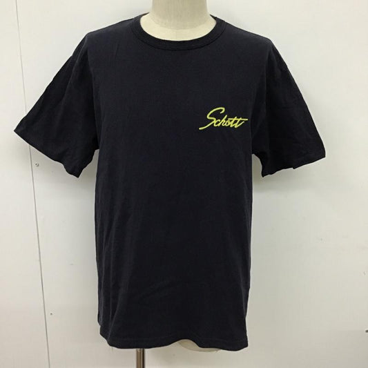 ショット schott Tシャツ 半袖 半袖カットソー Tシャツ 刺繍Tシャツ クルーネックカットソー XL ロゴ、文字 紺 / ネイビー /  メンズ USED 古着 中古 10097062