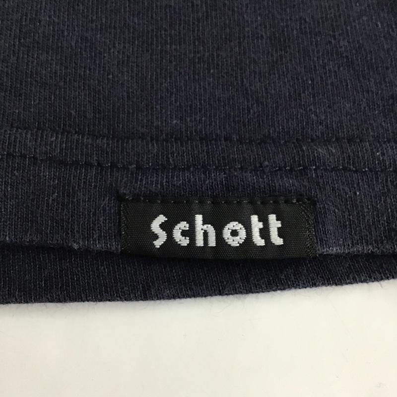 ショット schott Tシャツ 半袖 半袖カットソー Tシャツ 刺繍Tシャツ クルーネックカットソー XL ロゴ、文字 紺 / ネイビー /  メンズ USED 古着 中古 10097062