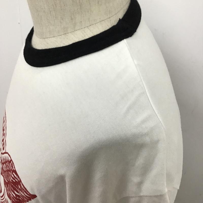 ポークチョップガレージサプライ PORKCHOP GARAGE SUPPLY Tシャツ 半袖 リンガーTシャツ バックプリント 豚 L ロゴ、文字 白 / ホワイト / X 黒 / ブラック /  メンズ USED 古着 中古 10097093