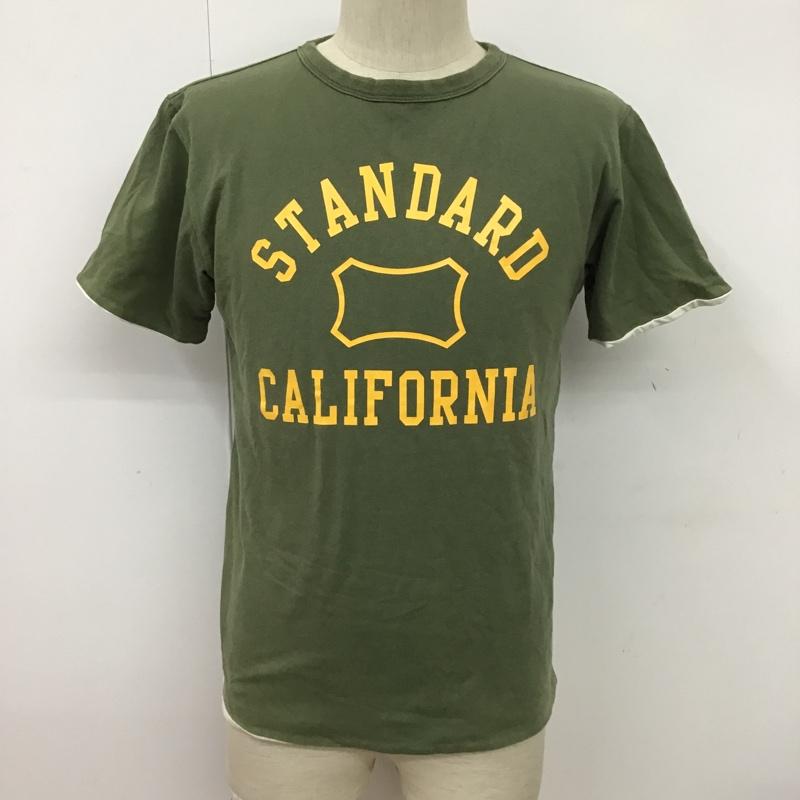 チャンピオン Champion Tシャツ 半袖 リバーシブル S ロゴ、文字 カーキ / カーキ / X 白 / ホワイト /  メンズ USED 古着 中古 10097095