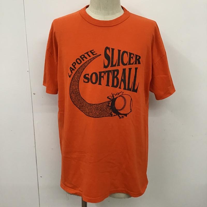 ラッセル RUSSELL Tシャツ 半袖 クルーネック プリント L ロゴ、文字 橙 / オレンジ /  メンズ USED 古着 中古 10097112