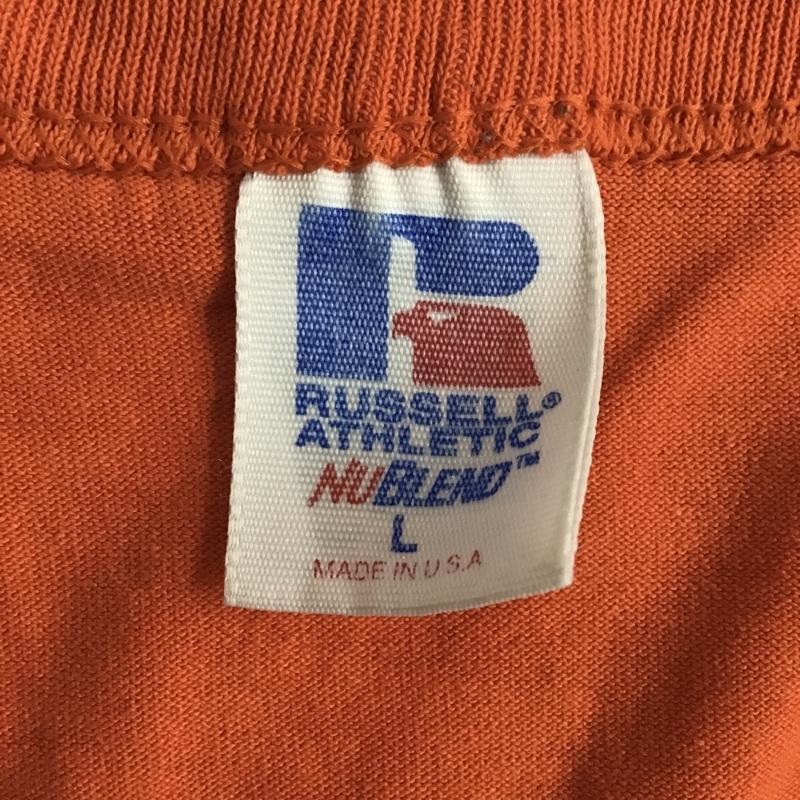 ラッセル RUSSELL Tシャツ 半袖 クルーネック プリント L ロゴ、文字 橙 / オレンジ /  メンズ USED 古着 中古 10097112