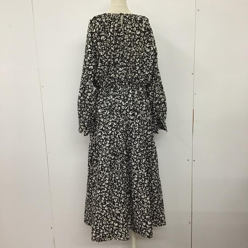 グリーンレーベルリラクシング green label relaxing ワンピース ロングスカート 3526-167-2535 プリント ギャザー ティアードワンピース 総柄 黒 / ブラック /  レディース USED 古着 中古 10097173