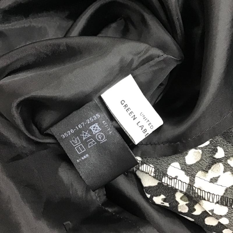 グリーンレーベルリラクシング green label relaxing ワンピース ロングスカート 3526-167-2535 プリント ギャザー ティアードワンピース 総柄 黒 / ブラック /  レディース USED 古着 中古 10097173
